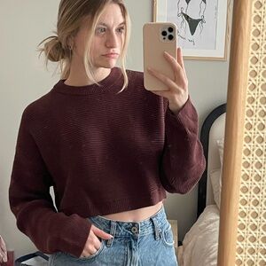 Pacsun Cropped Cotton Chocolate Brown Sweater